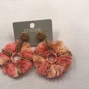 NWT Chico’s pink/gold earrings.